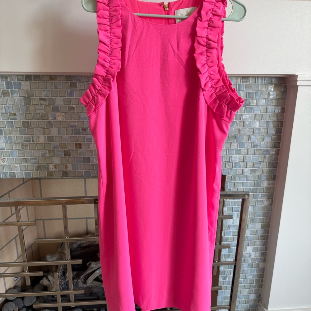 Lilly Pulitzer Hot Pink Dress with Ruffle Accents